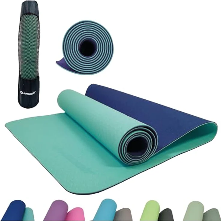 Schildkröt Fitness Yogamatte BICOLOR, PVC-freie, zweifarbige Yogamatte, wählbar, hochwertig strukturierte Oberfläche, sehr rutschfest, 180 x 61 x 0,4 cm, in Tragetasche – Bild 1