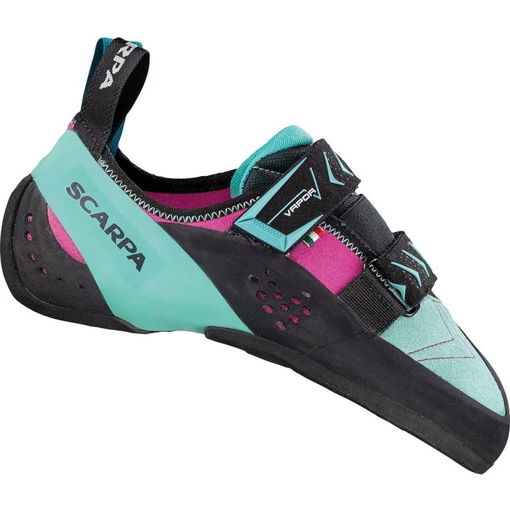 Scarpa Damen Vapor V Kletterschuhe, abriebfeste Sohle mit Klettverschluss, Größe 40.5, Türkis – Bild 1