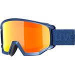 uvex athletic CV, Skibrille für Damen und Herren, beschlagfrei, Filterkategorie 2, navy matt/orange-green, one size