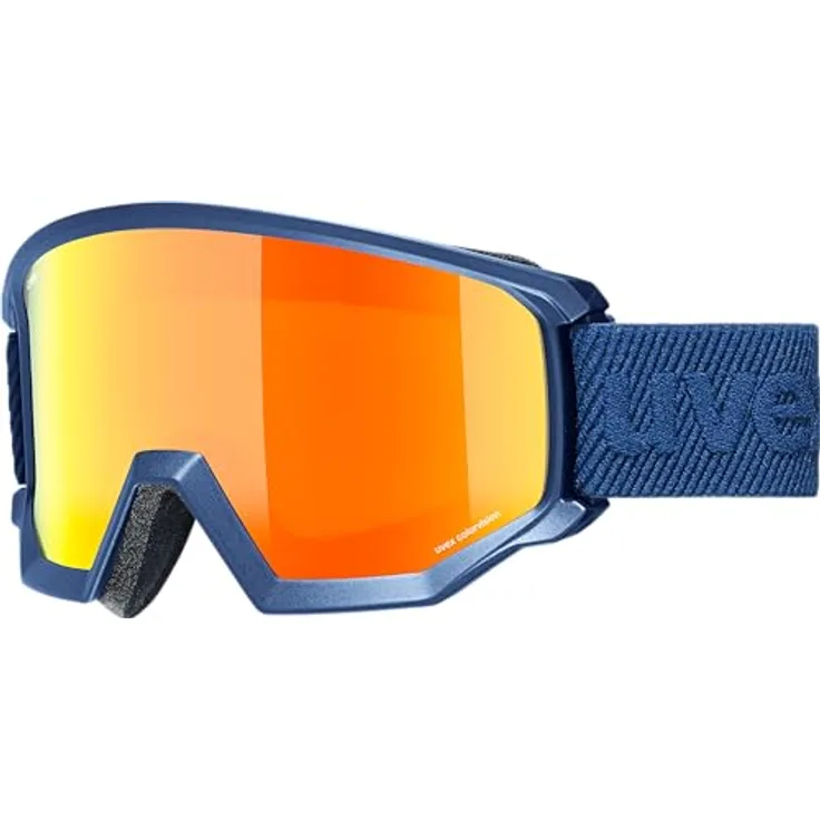 uvex athletic CV, Skibrille für Damen und Herren, beschlagfrei, Filterkategorie 2, navy matt/orange-green, one size