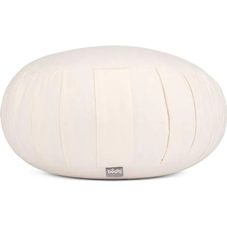 Bodhi Meditationskissen Zafu ECO | Klassisches Traditionelles Yogakissen Rund mit Dehnfalten | Bezug aus 100% Bio-Baumwolle | Hohes Yoga Sitzkissen mit Bio Dinkelfüllung | Sitzhöhe 20 cm