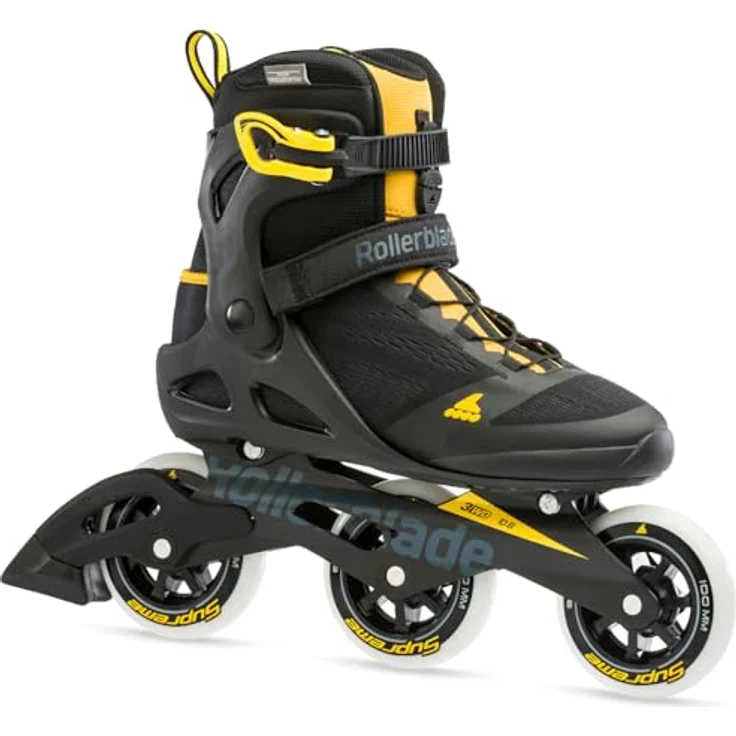 Rollerblade Macroblade 100 3WD, Inline-Skates für Herren mit höherem Schaft, 100 mm Rollen, Black/Saffron Yellow – Bild 1