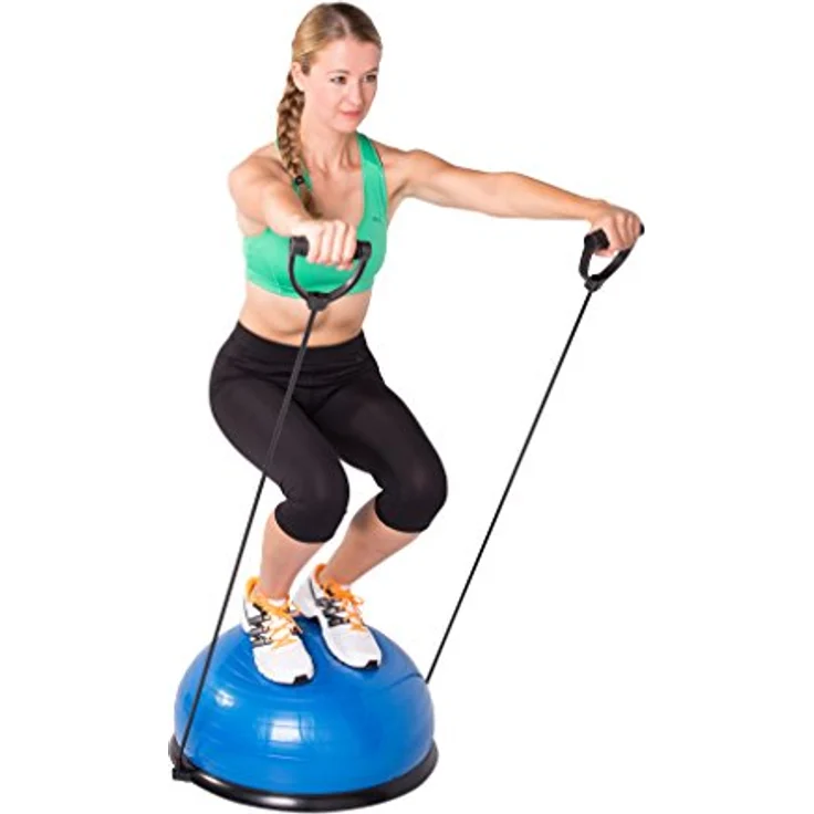 SportPlus Balance Ball Halbkugel inkl. Traningsbänder, ca. 62 cm Durchmesser, Balance Trainer für Gleichgewicht & Stabilität, Nutzergewicht bis 120 kg, SP-GB-001 – Bild 3