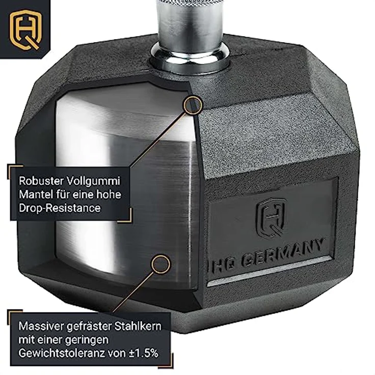 HQ Germany® Hexagon Hanteln | 2.5-37.5kg | Starter-Sets | ±1,5% Gewichtstoleranz, Gewicht:2x 02.5KG – Bild 2
