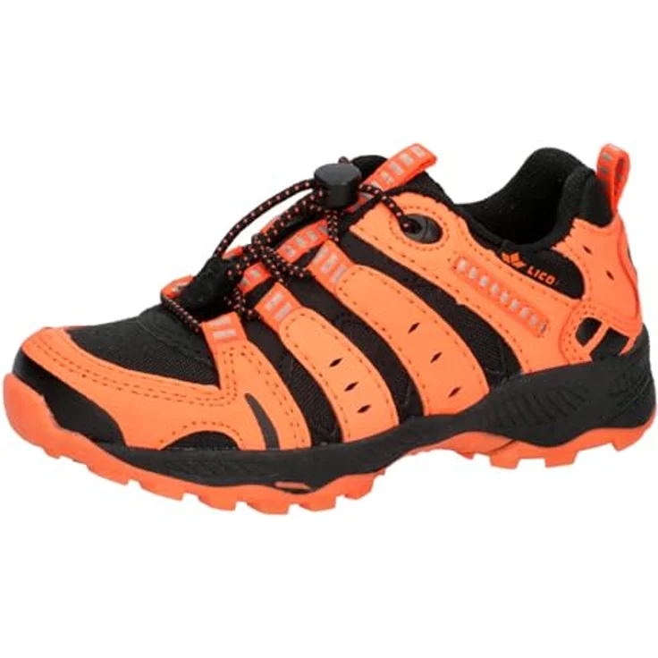 Lico Fremont Outdoorschuh, Wanderschuhe in schwarz/orange mit Schnellschnürsystem und profiliertem TPR-Laufsohle, Größe 25 – Bild 1