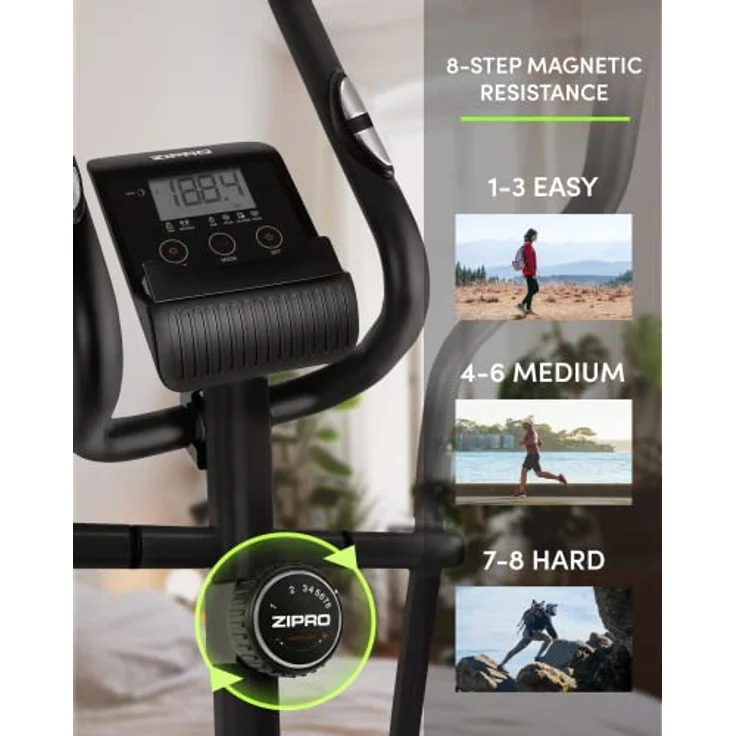 Zipro Shox RS Magnetischer Crosstrainer für Zuhause bis zu 120 kg - 8-Stufen Widerstand Ellipsentrainer Heimtrainer mit Computer misst Puls Kalorien Distanz Schnelligkeit - in Weiß – Bild 4