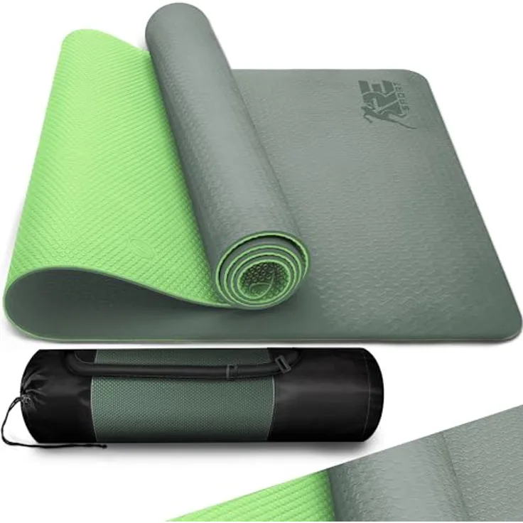 RE:SPORT Yogamatte mit Tragetasche | Gymnastikmatte rutschfest | Fitnessmatte schadstofffrei | Trainingsmatte mit Tragegurt Phthalatfrei 183 x 61 x 0,6 cm, blau