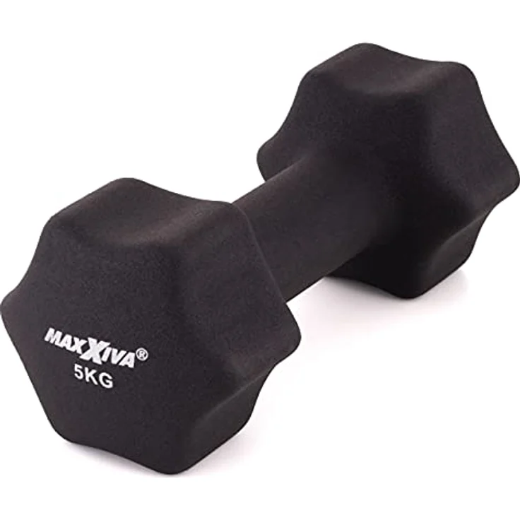 MAXXIVA Hantelset schwarz Neopren 2 x 5 kg Gymnastikhanteln Kurzhanteln Krafttraining Workout Kraftübungen Bodybuilding Fitness-Zubehör Gewichtheben Reha Pilates – Bild 4