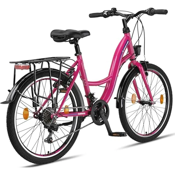 Licorne Bike Stella Premium City Bike - 21 Gang-Schaltung - Hollandfahrrad Citybike (Rosa, 24.00) – Bild 4
