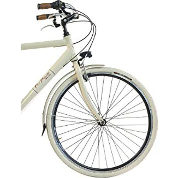 Via Veneto By Canellini Fahrrad Rad Citybike CTB Herren Vintage Retro Alluminium Beige 54, Shimano TX50 6-Gang-Schaltung, Tasche seitlich aus braunem Leder – Bild 2