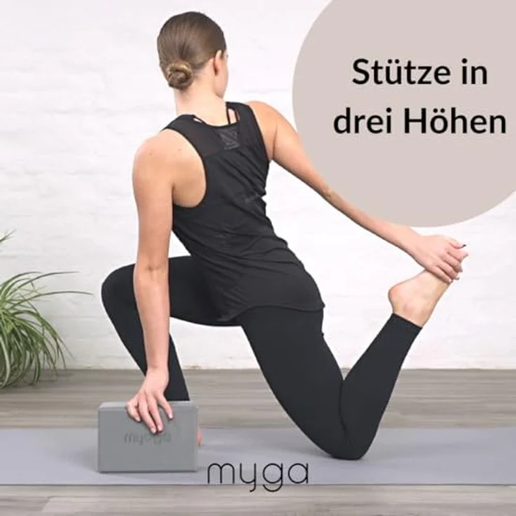 Myga Yoga Starter Kit, Komplettes Set mit rutschfester Yogamatte (4 mm), Yogablock & Yogagurt, grau, ideal für Anfänger und unterwegs – Bild 3