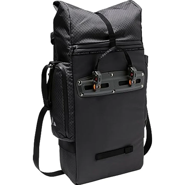 Vaude Velotasche, 27 l Gepäckträgertasche im Messenger Style mit Rolltop-Verschluss, Laptopfach für 15,6", wasserabweisend, Schwarz – Bild 8