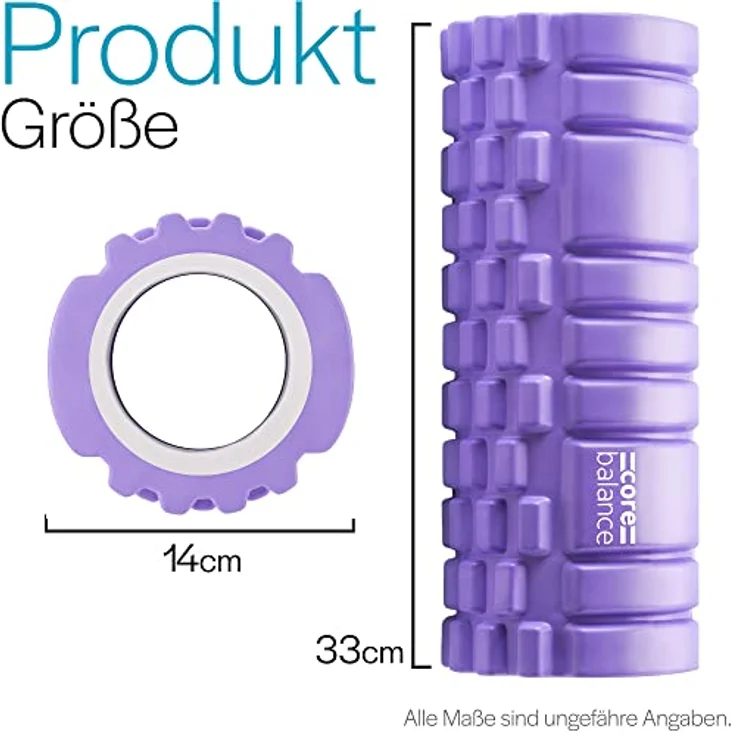 Core Balance Faszienrolle Rücken und Ganzkörper, Tiefengewebemassage Foam Roller mit Textur für Triggerpunkt-Massage, 33 cm x 14 cm, leicht und hygienisch – Bild 5