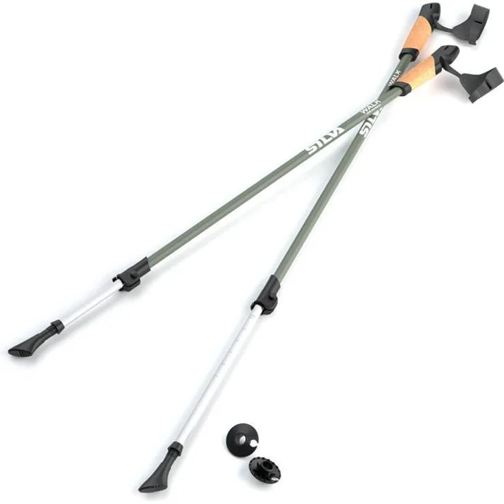 Silva Wanderstöcke, verstellbar von 105 - 140 cm, aus leichtem Aluminium mit ergonomischen Korkgriffen und austauschbaren Spitzen