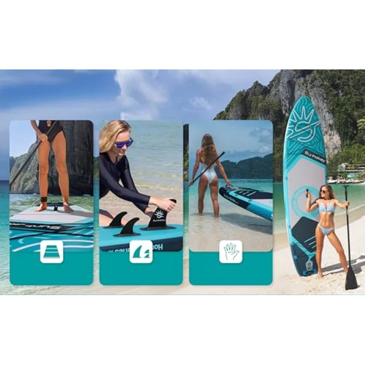 COIL COIL SUP-Board Aufblasbares SUP Board Set, 335 cm, inkl. Paddel, Pumpe, wasserdichte Handytasche, Blau, stabil und leicht – Bild 4