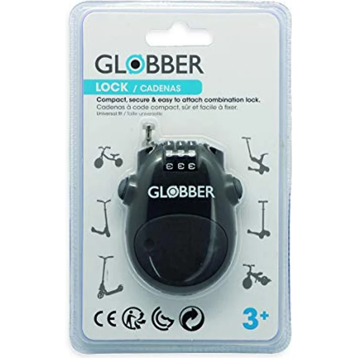 Globber Kabelschloss, kompaktes Sicherheitskabelschloss mit Zahlenkombination, schwarz, einheitsgröße – Bild 3