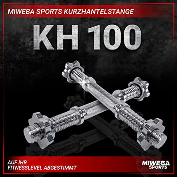 Miweba Sports Hantel KH100 2er Set | 𝐏𝐫𝐨𝐟𝐢 Hanteln - Kurzhantel 35 cm - Ø 30 mm - Kurzhanteln - Hantelset - Kurzhantelstange - Hantelstange (2 Stück mit Sternverschluss) – Bild 2