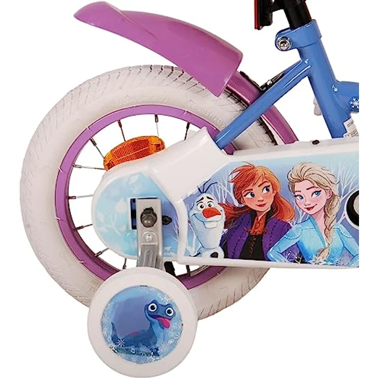 Volare Kinderfahrrad 12 Zoll Kinder Mädchen Fahrrad Rad Frozen 2 Eiskönigin Elsa 21277-SACB, Rücktrittbremse, Korb, Stützräder, Kettenschutz, Schutzbleche, Blau – Bild 4