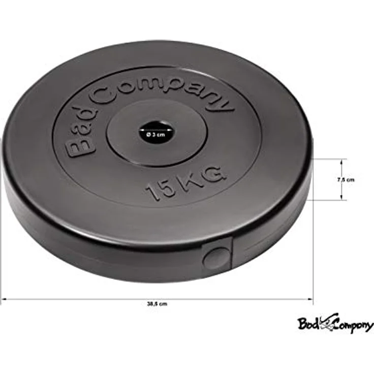 Bad Company Hantelscheiben 30/31 mm Kunststoff 2 x 15 kg I Gewicht 15kg Paarweise I Gewichte für Langhantel und Kurzhantel – Bild 5