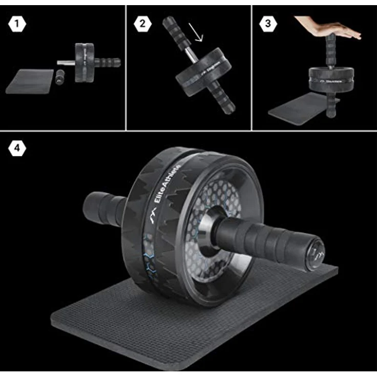 EliteAthlete Bauchroller Bauchmuskeltrainer - AB Roller - Bauchtrainer für Zuhause - Bauch Weg - Abdominal Trainer - AB Wheel inkl. gepolsterter Kniematte – Bild 5