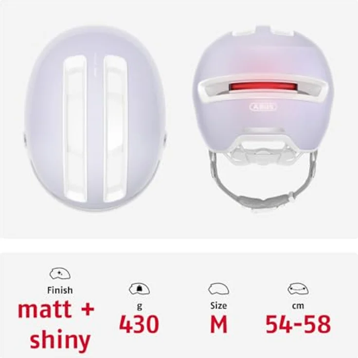 ABUS Stadthelm HUD-Y ACE, stylischer Fahrradhelm mit Visier und aufladbarem LED-Rücklicht in Schwarz, Größe M – Bild 3