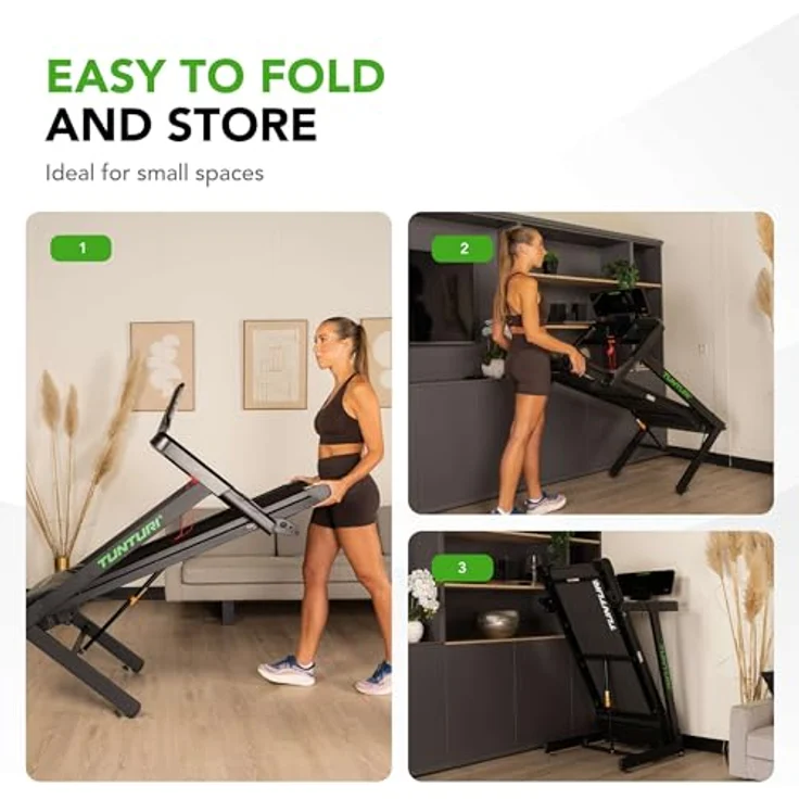 Tunturi Cardio Fit T30 Laufband - Walking Pad mit 23 Programmen, klappbar, kompakt, Geschwindigkeitsbereich 0,8 bis 14,0 km/h für Zuhause – Bild 4