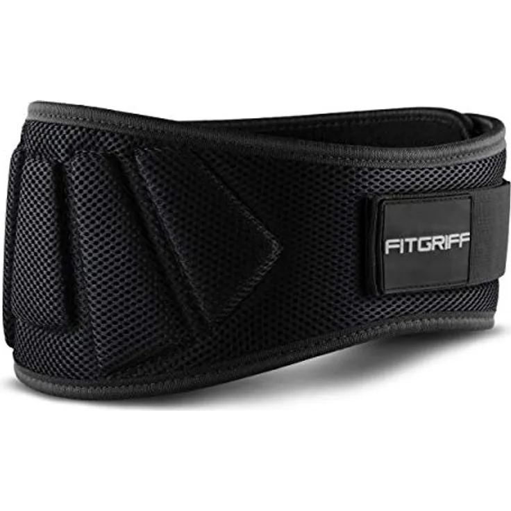 Fitgriff® Gewichthebergürtel V1 - Fitness-Gürtel für Bodybuilding, Krafttraining, Gewichtheben und Crossfit Training - Trainingsgürtel für Damen und Herren (Schwarz, M)