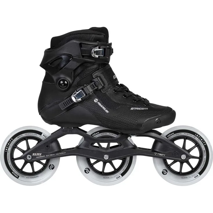 Powerslide Stream Classic 125, Inline-Skates mit TRINITY 3-Punkt-Befestigungssystem und 125mm Rädern, Schwarz, EU 38