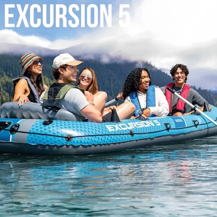 Intex Schlauchboot 66325, Komplett-Set mit 2 Paddeln, Luftpumpe und Tragetasche, 366 x 168 cm, bis 600 kg, ideal für 5 Personen – Bild 2