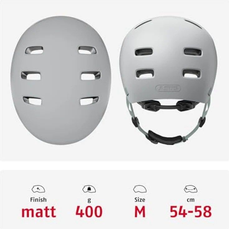 ABUS Fahrradhelm XOXO Cityhelm, Skater-Look, individuell anpassbarer Sitz, Größe M, Grau – Bild 3