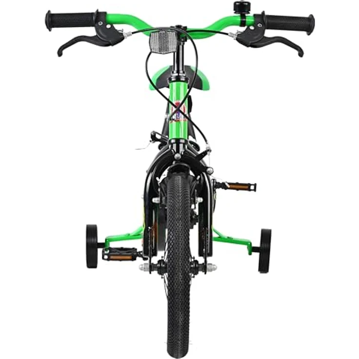 Volare Kinderfahrrad Strike 14 Zoll für Jungen – Schwarz-Grün, zwei Handbremsen, abnehmbare Stützräder, höhenverstellbarer Sattel und Lenker, geschlossener Kettenschutz – Bild 7