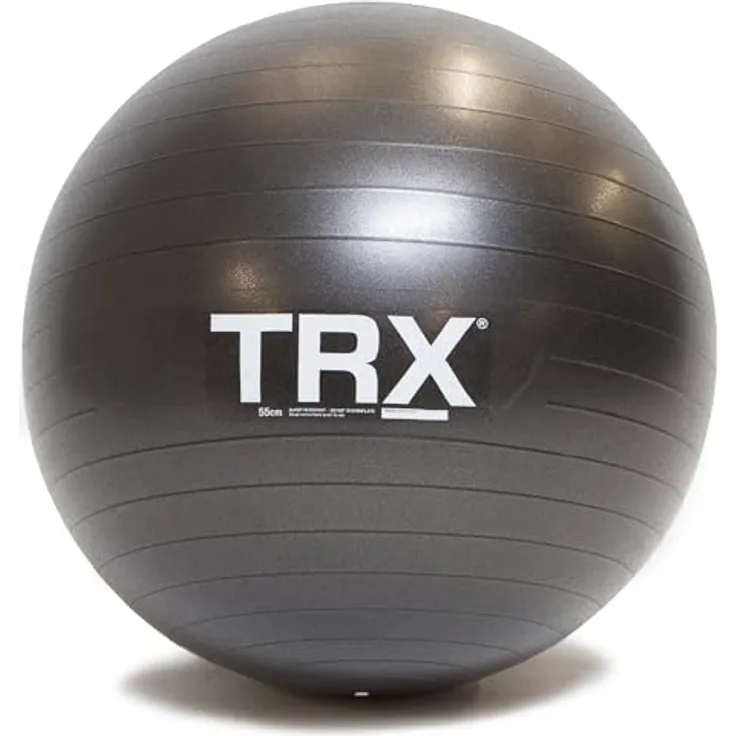 TRX Stability Ball 55 cm, Fitnessball mit Anti-Burst Technologie, schwarz
