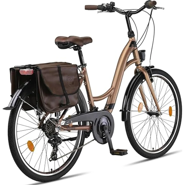 Licorne Bike Stella Plus Premium City Bike in 26 Zoll Gold - 21 Gang-Schaltung - Hollandfahrrad StVZO – Bild 5