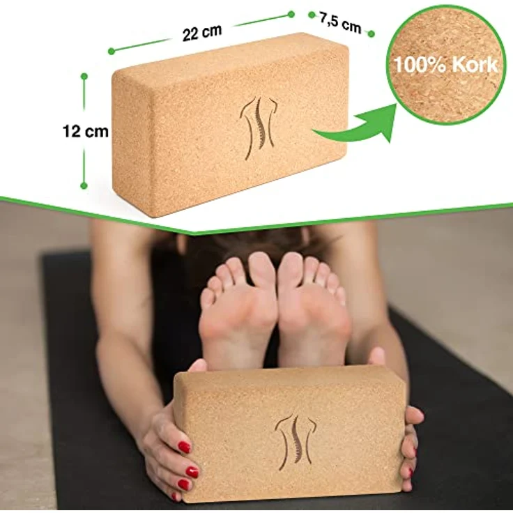 BACKLAxx® Yoga Block 2er Set aus Kork - 100% nachhaltiger Yogablock, perfektes Yoga Zubehör und Pilates Zubehör, 2 Yoga Blöcke als Yoga Set inkl. Anwendungsvideos, Yogablock 2er Set, Yogablöcke – Bild 4