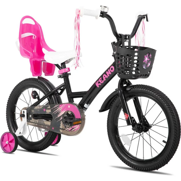 JOYSTAR Kinderfahrrad Mädchenfahrrad 14/16/18/20 Zoll mit Hochkarbonstahlrahmen, Puppensitz, Korb, Stützräder und Schutzblechen