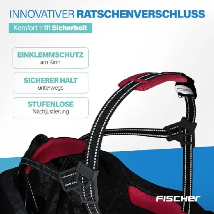 Fischer Fahrradhelm MTB Plus Andes L/XL, schwarz, mit integriertem Akku-Magnet-Rücklicht und FHPS-Sicherheitssystem – Bild 9