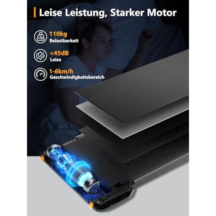 Walkingpad Z1 Laufband Klappbar, Walking Pad 1-6 km/h mit Fernbedienung und LED-Anzeige, Kompaktes und Leises Laufband Schreibtisch für Zuhause Büro, 180-Grad faltbares Design - WALKINGPAD. – Bild 4
