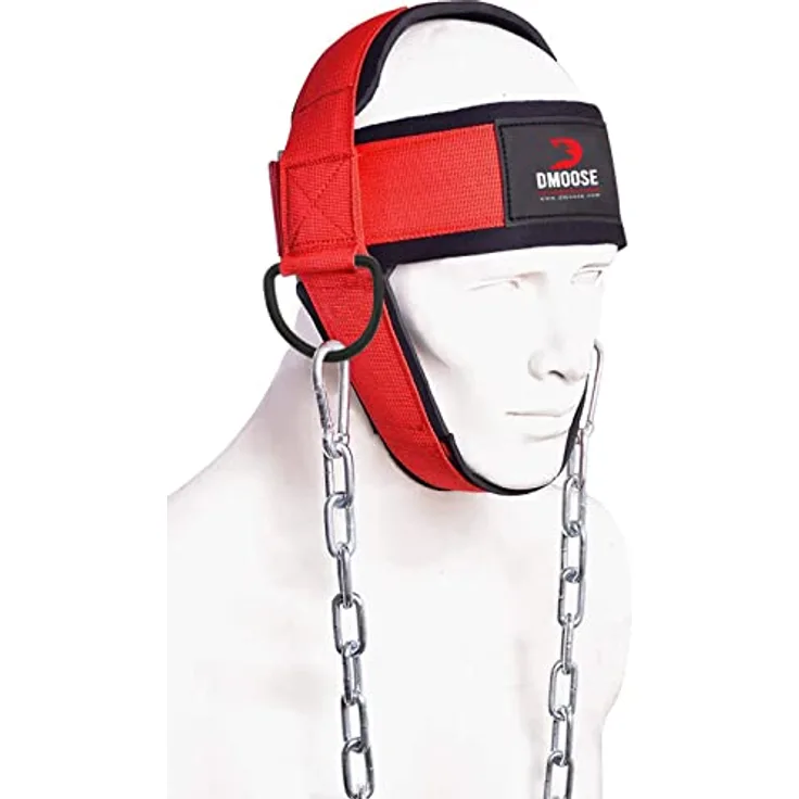 DMoose Nackentrainer - Perfekt für Nacken Training - Neck Harness für Kraftsport und Kampfsport - Kopfgeschirr Wiederherstellung von Verletzungen - Verstellbarer Langer Stahlkette und Riemen