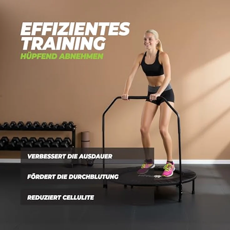VirtuFit Fitness Trampolin Faltbar mit Griff, Schwarz, Durchmesser 100 cm, 2 Jahre Garantie – Bild 4