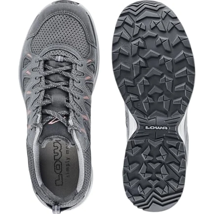 Lowa Innox Evo II Low, All-Terrain Wanderschuh aus Synthetik/Textil, atmungsaktiv, 860g, Farbe asphalt/lachs – Bild 6