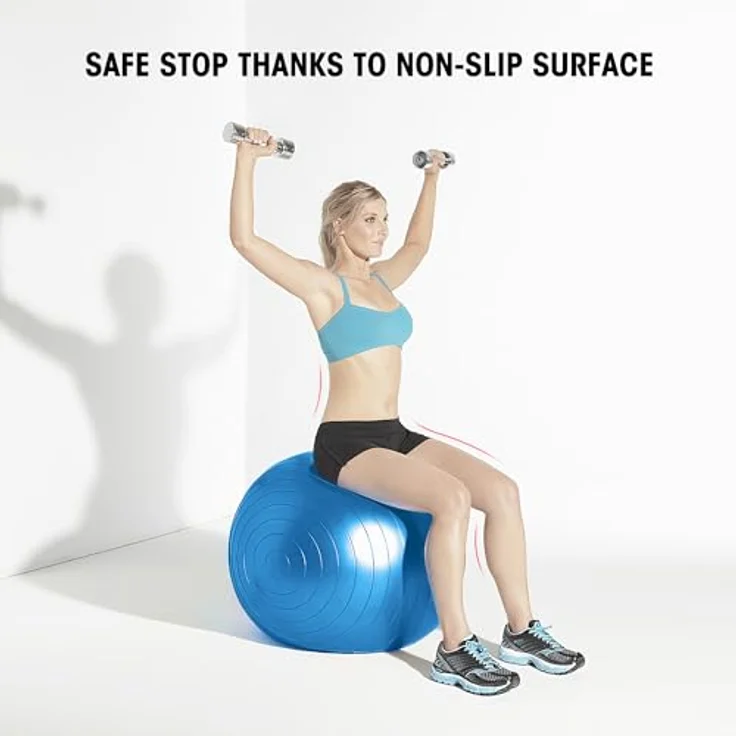 Penelife Gymnastikball 65cm Sitzball Büro Ergonomisch - Pezziball 65cm mit Pumpe - Fitnessball für Sport Stabilität und Schwangerschaft - Yoga Ball für einen gesunden Rücken - Pilates Ball Blau – Bild 5