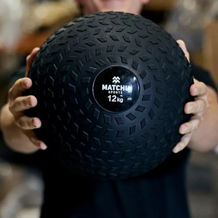 Matchu Slam Ball 12 KG, Wasserdichter Medizinball mit Extra Grip und robustem Design, Schwarz – Bild 4