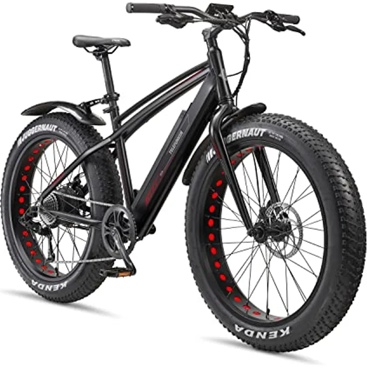 TELEFUNKEN E-Bike Mountainbike Elektrofahrrad Alu, 8 Gang Kettenschaltung - Pedelec Fatbike MTB, Hinterradmotor 250W, Scheibenbremsen, Aufsteiger FM350 - Schwarz