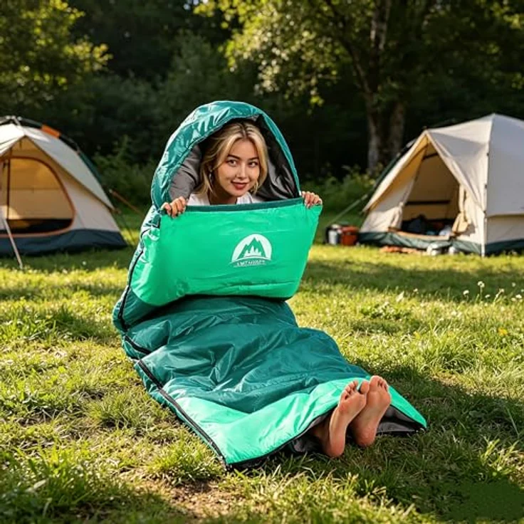 SWTMERRY Schlafsack für 3-4 Jahreszeiten, wasserdicht, leicht, für Jugendliche und Erwachsene, ideal für Wandern und Campen, Komfort-Temperatur 10-20 °C – Bild 3