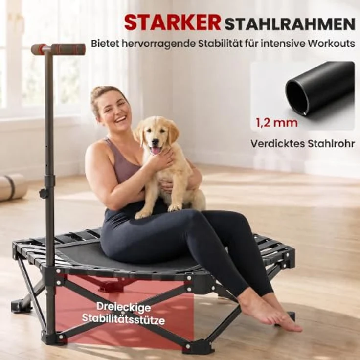 SPORTNOW Fitnesstrampolin Mini Trampolin, leises Trampolin mit Schnellfaltmechanismus, Ø 104 cm, 120 kg Belastbarkeit, für Indoor und Outdoor – Bild 5