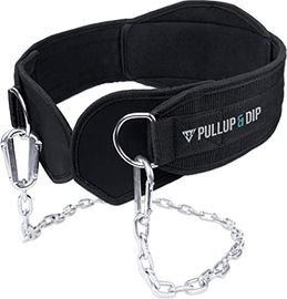 PULLUP & DIP Gürtel mit Kette und 3x Karabiner – Gewichthebergürtel