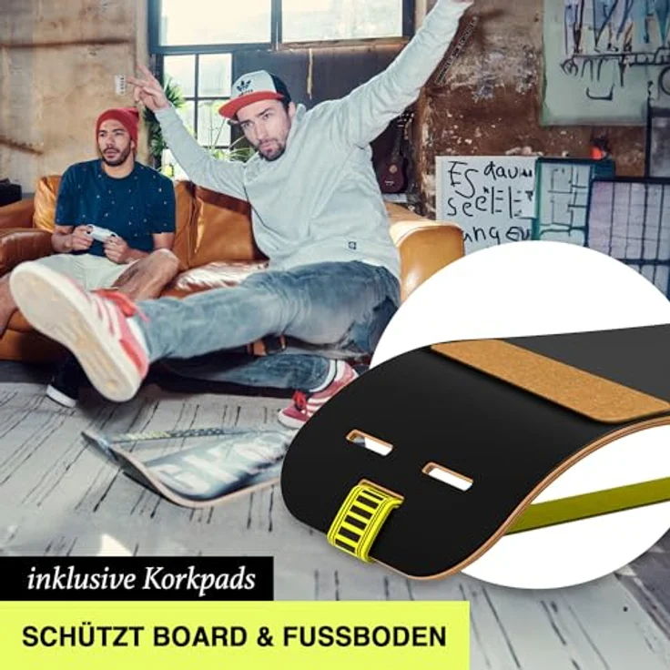 GIBBON Giboard-Set Play White, 106cm Balance Board mit interaktiver App, Gleichgewichtstrainer inkl. Slackline für Tricks & Workouts – Bild 4
