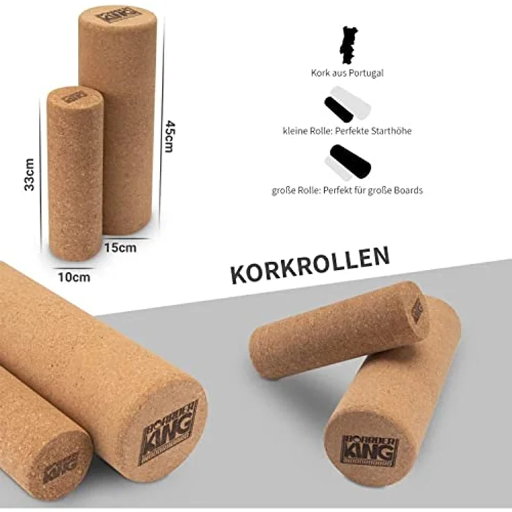Korkrollen Verschiedene Größen - für Balanceboards Indoorboards Balance Boards Ersatzrollen (150 mm x 45 cm) – Bild 2