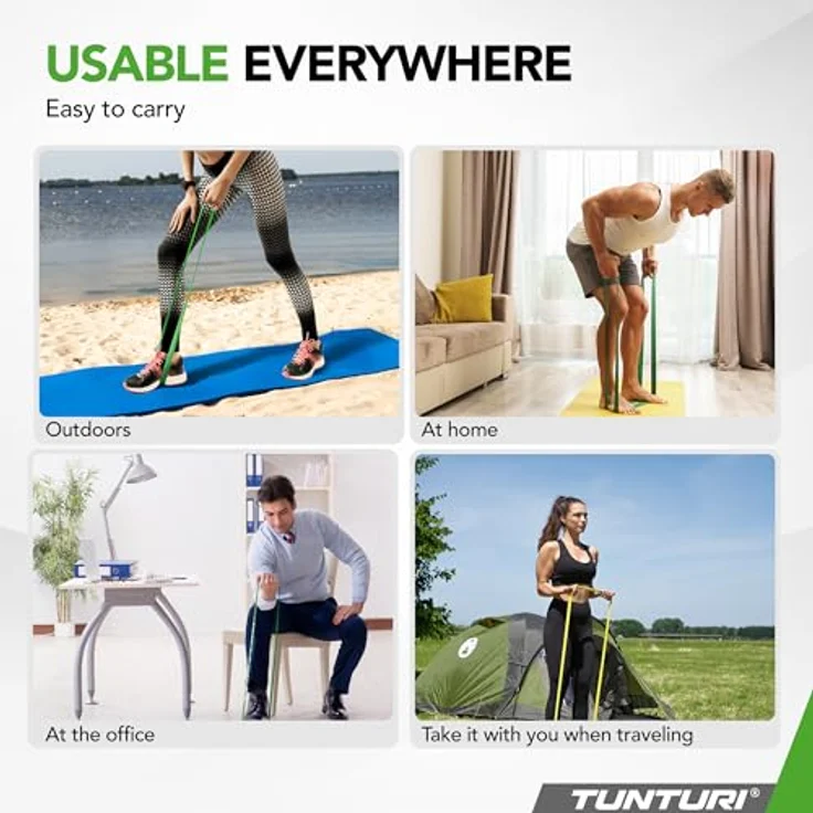 Tunturi Power Band Gelb, Leicht mit 5-20 kg Widerstand, Widerstandsband für Krafttraining, 104 cm Länge – Bild 4