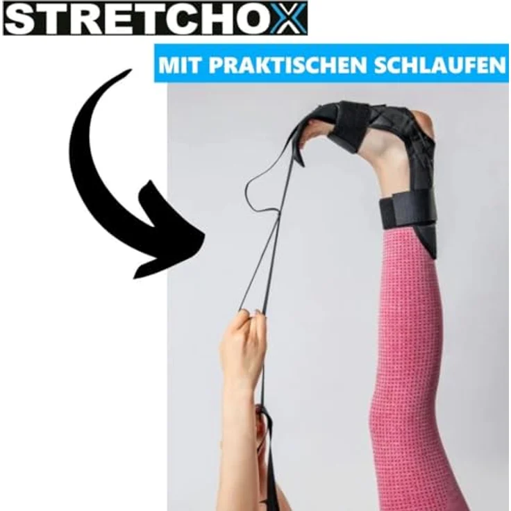 MAVURA STRETCHOX Premium Stretch Band Yoga Fitness Bein Fuß Dehnung Gurt, Stretching Belt Bänderdehnung Beintraining - Flexibilität, Gleichgewicht & Stabilität - Universell Passend (Schwarz) – Bild 5